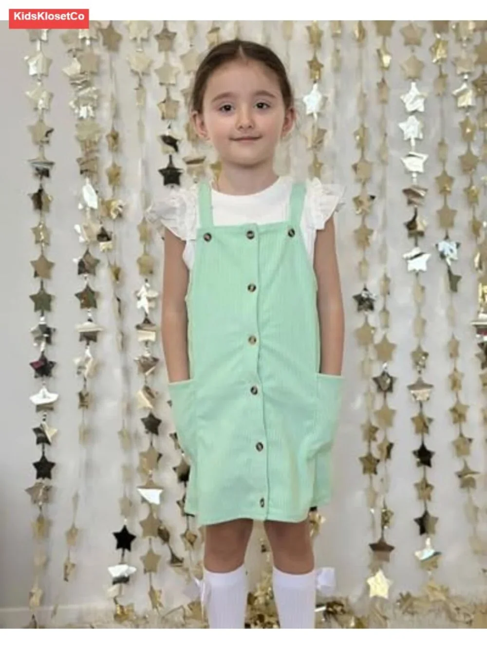 Toddler Girl Corduroy Button Down Overall Dress Set 2-7 Years